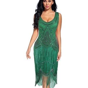 NWOT Vintage style fringe beaded flapper dress